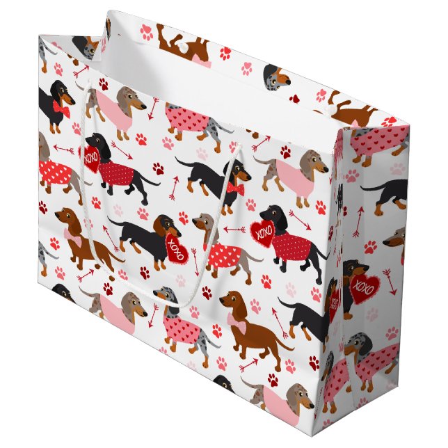 Bolsa De Regalo Grande Valentine Dachshund (Angulo Anverso)