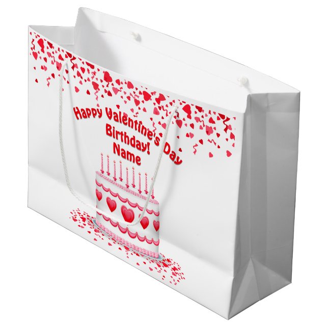 Bolsa De Regalo Grande Valentine's Day Birthday Cake Customizable Candles (Angulo Anverso)