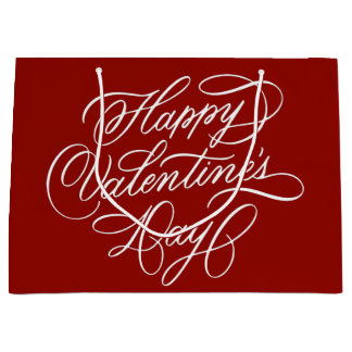 Bolsa De Regalo Grande Valentines Day Elegant Calligraphy Deep Red