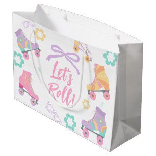 Bolsa De Regalo Grande Vamos a Rodar Patines Retro Chica Cumpleaños Paste