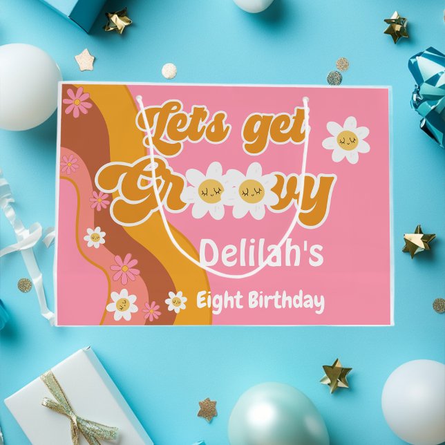 Bolsa De Regalo Grande Vamos a tener un cumpleaños retro groovy (Subido por el creador)