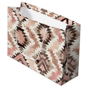 Bolsa De Regalo Grande Vaquera marrón rosada Cumpleaños Tribal Suroeste