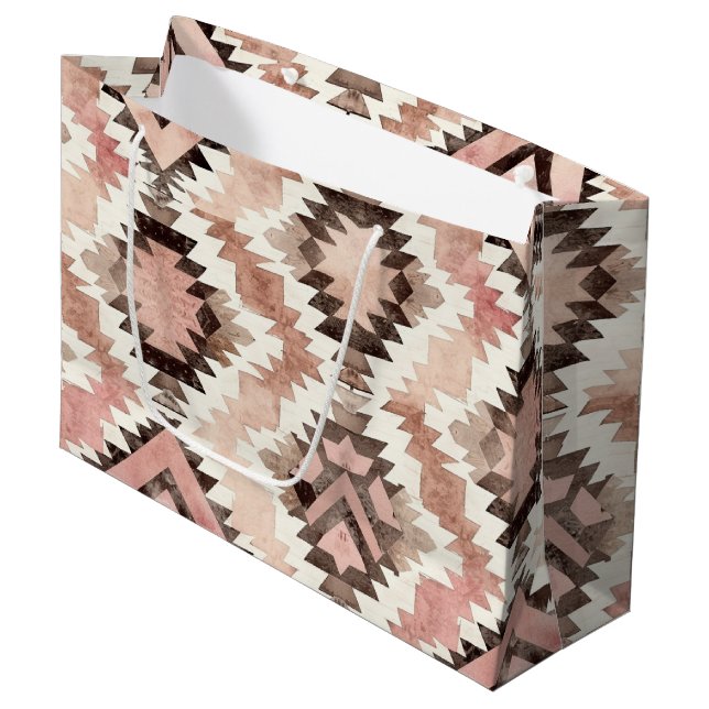 Bolsa De Regalo Grande Vaquera marrón rosada Cumpleaños Tribal Suroeste (Angulo Anverso)