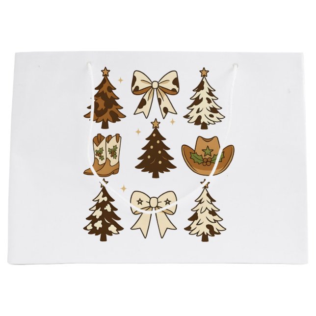 Bolsa De Regalo Grande Vaquero navidad bota Papá Noel Occidental (Anverso)