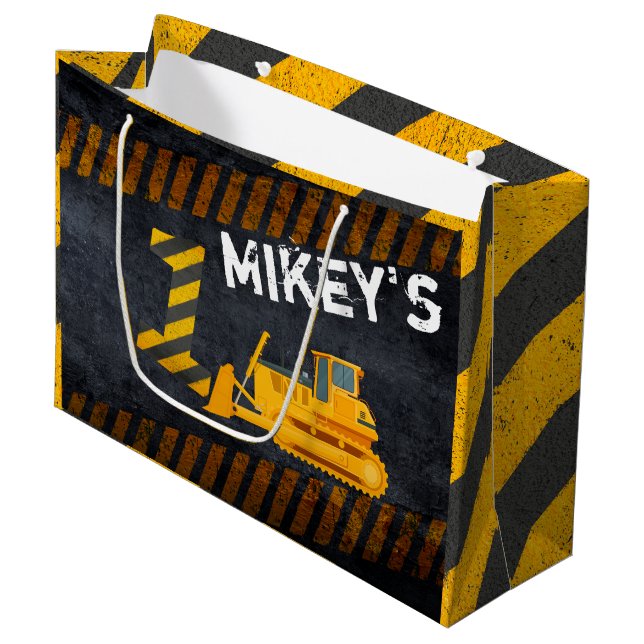 Bolsa De Regalo Grande Vehículo de construcción|Negro y amarillo|Primer c (Angulo Anverso)