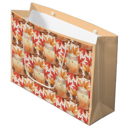 Bolsa De Regalo Grande Vela acogedora de otoño con hojas de arce | Diseño
