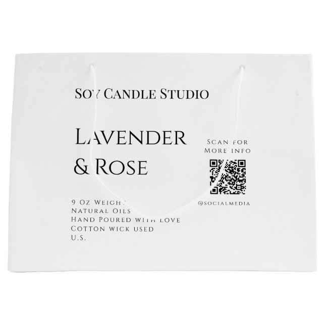 Bolsa De Regalo Grande vela de soja de rosa lavanda negocio agregar códig (Anverso)