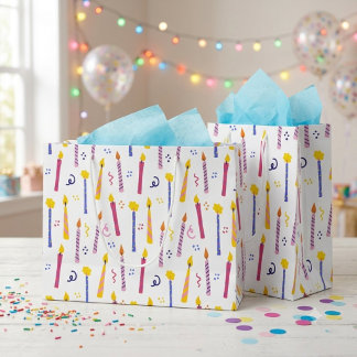 Bolsa De Regalo Grande Velas Coloridas de Cumpleaños Patrón Sin Costuras