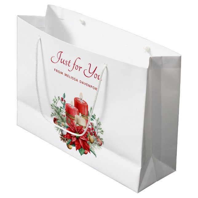 Bolsa De Regalo Grande Velas de bonito y Navidades de Bouquet de Poinsett (Angulo Anverso)