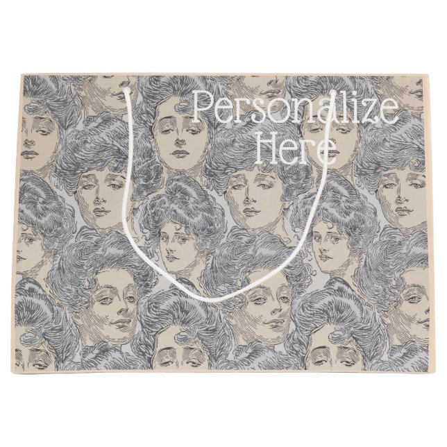 Bolsa De Regalo Grande Vendimia victoriana de durazno gris de Gibson chic (Anverso)