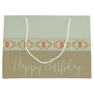 Bolsa De Regalo Grande Verde azulado Con Marrón Y Oro