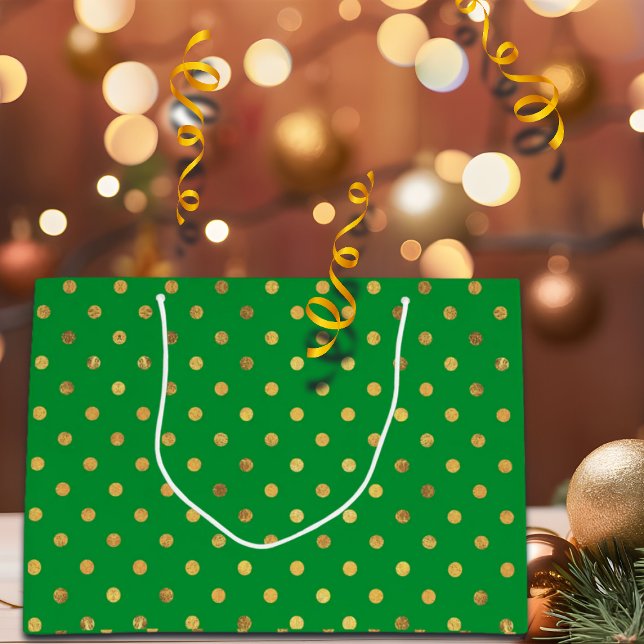 Bolsa De Regalo Grande Verde con puntos Purpurinas de oro (Subido por el creador)