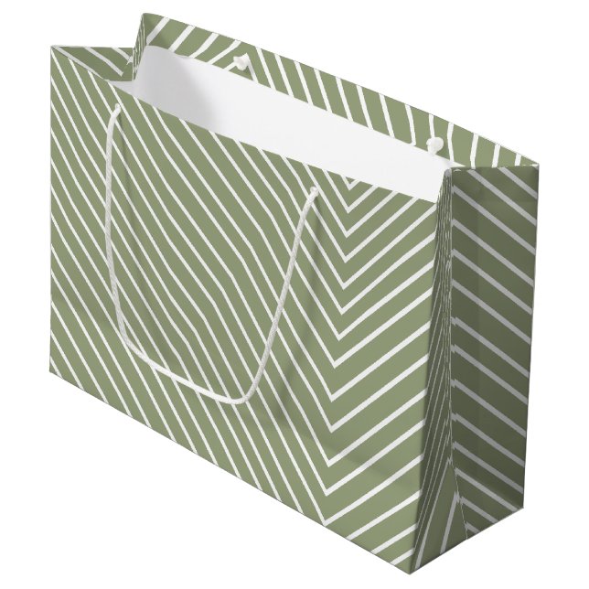 Bolsa De Regalo Grande Verde de oliva y blanco (Angulo Anverso)