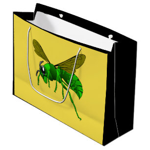 Bolsa De Regalo Grande Verde del dibujo animado y abeja de la avispa del