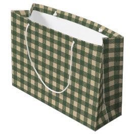 Bolsa De Regalo Grande Verde Gingham Rústico Campestre