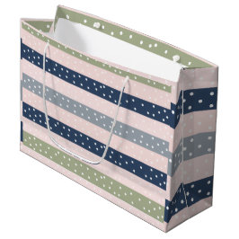 Bolsa De Regalo Grande Verde Marino y Gris Patrón de Lunares a Rayas – El