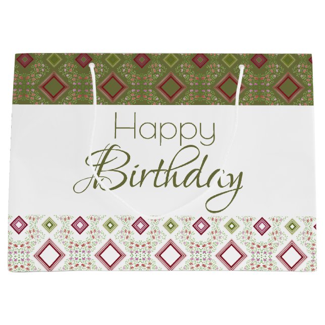 Bolsa De Regalo Grande Verde Olivo Y Blanco (Anverso)