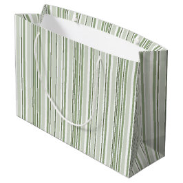 Bolsa De Regalo Grande Verde Salvia (Claro, Medio, Oscuro) y Rayas Blanca