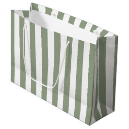 Bolsa De Regalo Grande Verde Salvia y Franja Blanca 