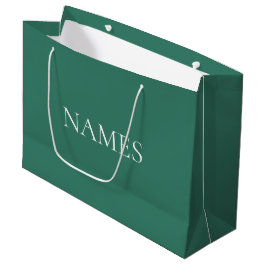 Bolsa De Regalo Grande Verde y Blanco Nombre Personalizado