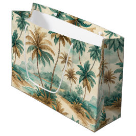 BOLSA DE REGALO GRANDE VERDE Y ORO PALMERAS TROPICALES DE VERANO