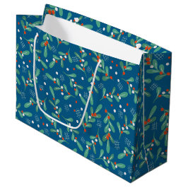 Bolsa De Regalo Grande Verdes navidades con Holly Berries Blue Red White