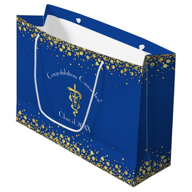 Bolsa De Regalo Grande Veterinarian Graduation Blue Gold (Angulo Anverso)
