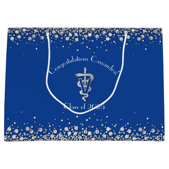 Bolsa De Regalo Grande Veterinarian Graduation Blue Silver (Anverso)