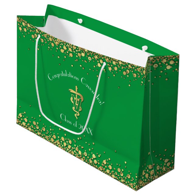 Bolsa De Regalo Grande Veterinarian Graduation Green Gold (Angulo Anverso)