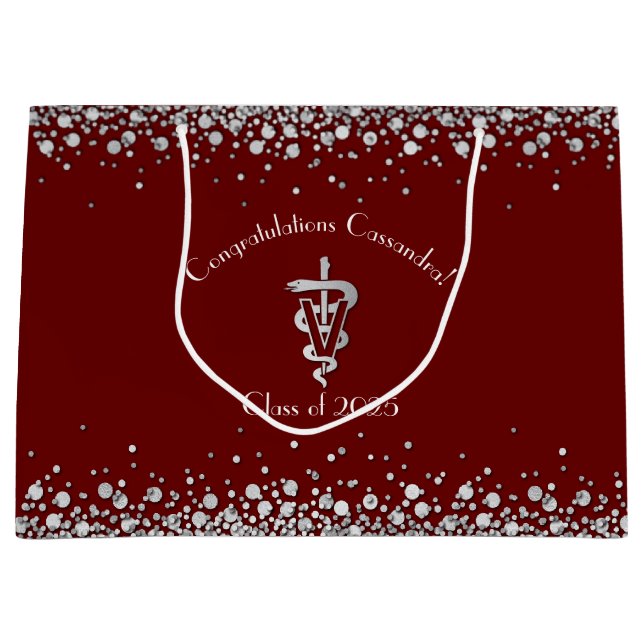Bolsa De Regalo Grande Veterinarian Graduation Maroon Silver (Anverso)