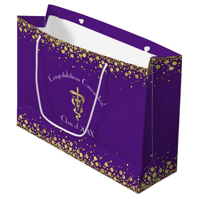 Bolsa De Regalo Grande Veterinarian Graduation Purple Gold (Angulo Anverso)