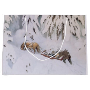 Bolsa De Regalo Grande Viaje de invierno a través de la nieve a los Navid