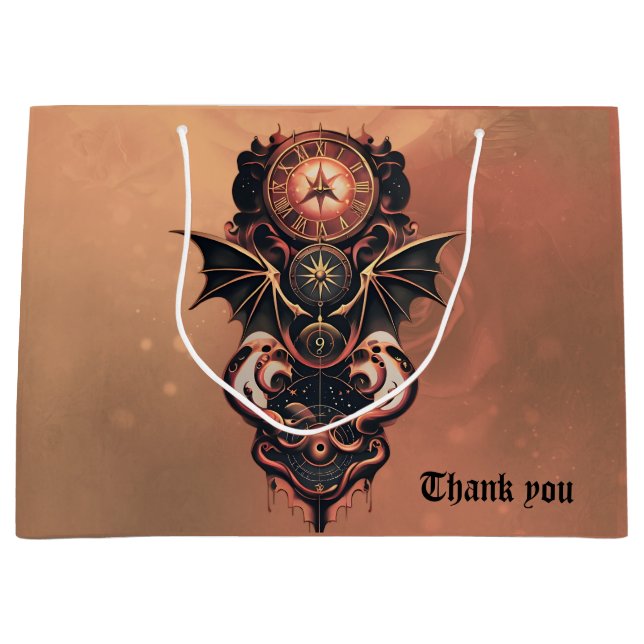 Bolsa De Regalo Grande Viaje místico del tiempo con alas, reloj de vapor. (Anverso)