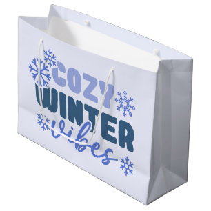 Bolsa De Regalo Grande Vibes de invierno acogedoras - Tipografía de copo