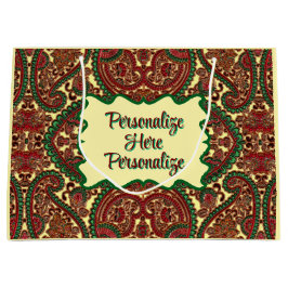 Bolsa De Regalo Grande Victorian paisley pattern elegant red green gold