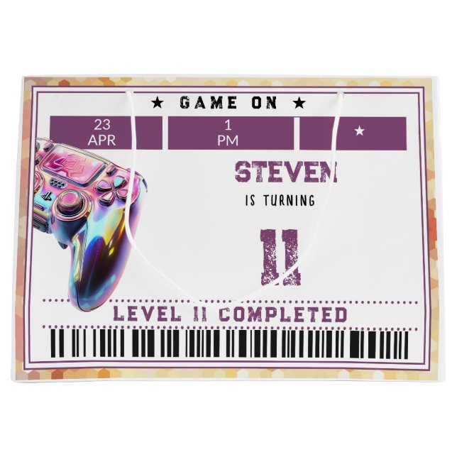 Bolsa De Regalo Grande Videojuegos de cumpleaños (Anverso)