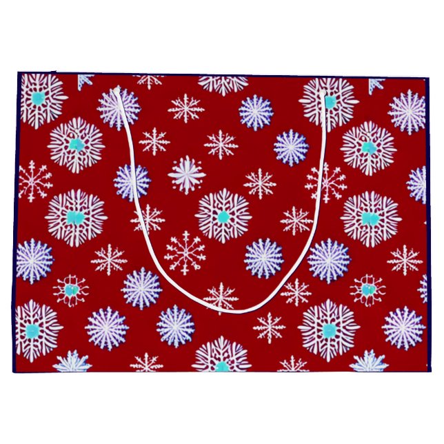 Bolsa De Regalo Grande Viejas copas de nieve en rojo (Reverso)