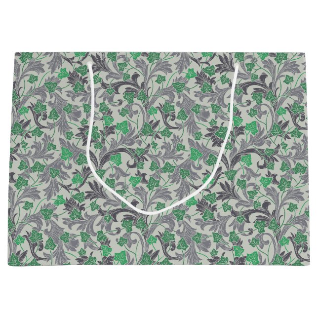 Bolsa De Regalo Grande Vinas de marfil verde añejo crecen en Trellis (Anverso)