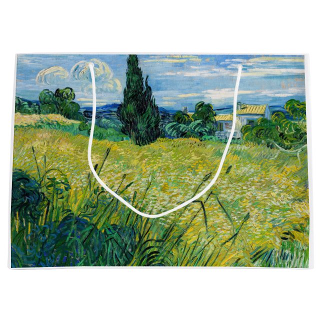 Bolsa De Regalo Grande Vincent van Gogh - Campo de Trigo Verde con Cypres (Anverso)