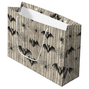 Bolsa De Regalo Grande Vintage Bats and Spiderwebs en tiras angustiadas