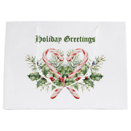 Bolsa De Regalo Grande Vintage Candy Cane Holiday