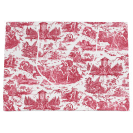 Bolsa De Regalo Grande Vintage Chariot francés de Dawn Toile de Jouy-Red