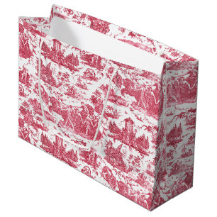 Bolsa De Regalo Grande Vintage Chariot francés de Dawn Toile de Jouy-Red