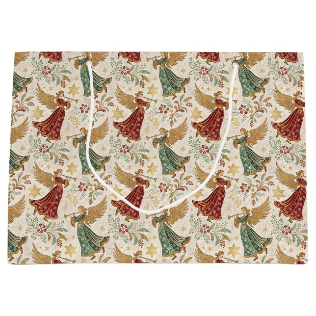 Bolsa De Regalo Grande Vintage Christmas Angels (Anverso)