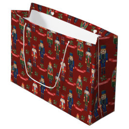 Bolsa De Regalo Grande Vintage Christmas Nutcrackers Feliz Navidad Red