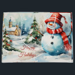 Bolsa De Regalo Grande Vintage Christmas Snowman Ilustracion<br><div class="desc">Ilustracion navideño vintage</div>