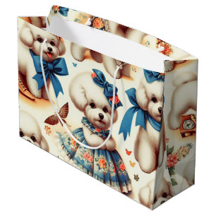 Bolsa De Regalo Grande Vintage Cute Bichon Frisé Pintura