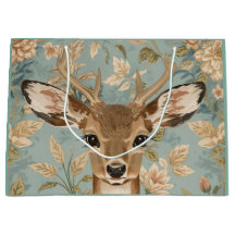 Vintage Cute Reindeer Deer And Florals Garden 