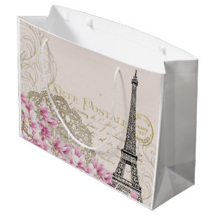Bolsa De Regalo Grande Vintage elegante de la torre Eiffel de París