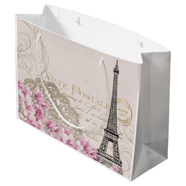Bolsa De Regalo Grande Vintage elegante de la torre Eiffel de París (Angulo reverso)